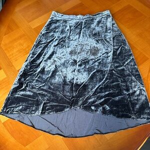 LOFT Women’s 2 Dark Gray Velvet Wrap Skirt Midi Asymmetrical Goth